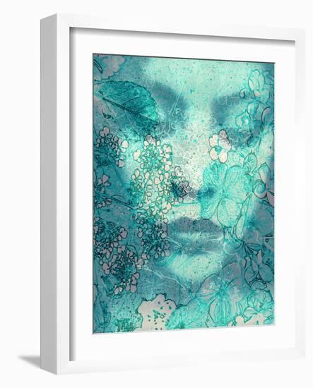 Portrait of a Womans Face with Floral Layer-Alaya Gadeh-Framed Photographic Print