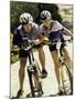 Portrait of a Young Couple Sitting on Bicycles-null-Mounted Premium Photographic Print