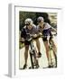 Portrait of a Young Couple Sitting on Bicycles-null-Framed Photographic Print