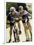 Portrait of a Young Couple Sitting on Bicycles-null-Framed Photographic Print