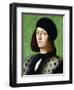 Portrait of a Young Gentleman, Bust-Length, Wearing a Black Cap and Black Coat, 1506-Andrea Previtali-Framed Giclee Print