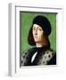 Portrait of a Young Gentleman, Bust-Length, Wearing a Black Cap and Black Coat, 1506-Andrea Previtali-Framed Giclee Print