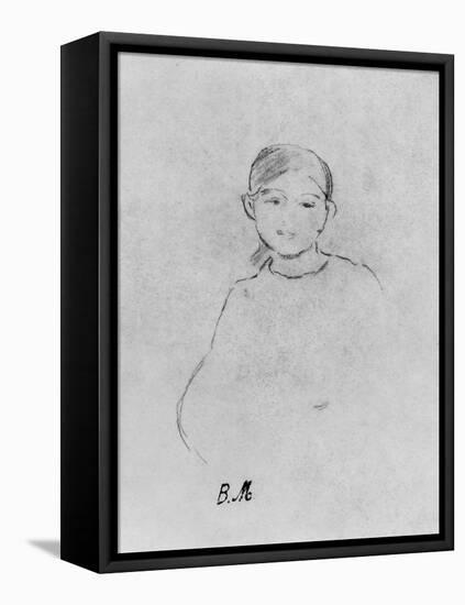 Portrait of a Young Girl, 1887 (Black Lead on Paper)-Berthe Morisot-Framed Stretched Canvas