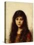 Portrait of a Young Girl by Alexei Alexevich Harlamoff-Alexei Alexevich Harlamoff-Stretched Canvas