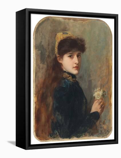 Portrait of a Young Girl, C.1877-1880 (Oil on Canvas)-Henri Gervex-Framed Stretched Canvas