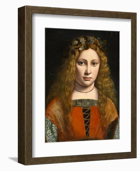 Portrait of a Young Girl Crowned with Flowers, c.1490-Giovanni Antonio Boltraffio-Framed Giclee Print