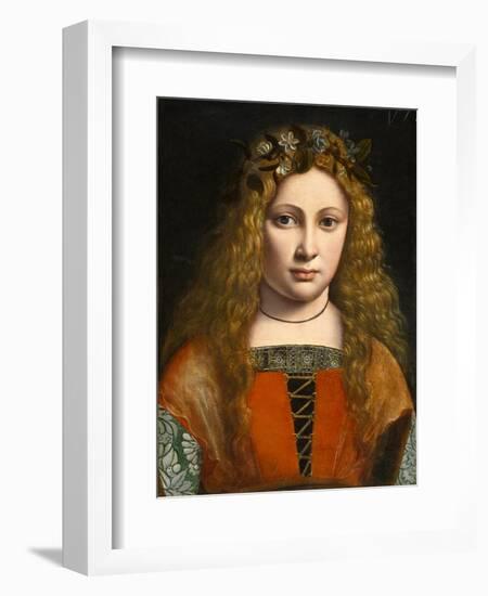 Portrait of a Young Girl Crowned with Flowers, c.1490-Giovanni Antonio Boltraffio-Framed Giclee Print