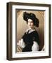 Portrait of a Young Girl, Half Length, Wearing a Black Velvet Costume with-Franz Xaver Winterhalter-Framed Giclee Print