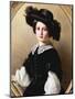 Portrait of a Young Girl, Half Length, Wearing a Black Velvet Costume with-Franz Xaver Winterhalter-Mounted Giclee Print