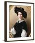 Portrait of a Young Girl, Half Length, Wearing a Black Velvet Costume with-Franz Xaver Winterhalter-Framed Giclee Print