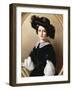 Portrait of a Young Girl, Half Length, Wearing a Black Velvet Costume with-Franz Xaver Winterhalter-Framed Giclee Print