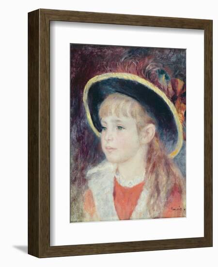 Portrait of a Young Girl in a Blue Hat, 1881-Pierre-Auguste Renoir-Framed Giclee Print