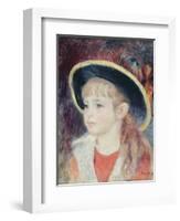 Portrait of a Young Girl in a Blue Hat, 1881-Pierre-Auguste Renoir-Framed Giclee Print