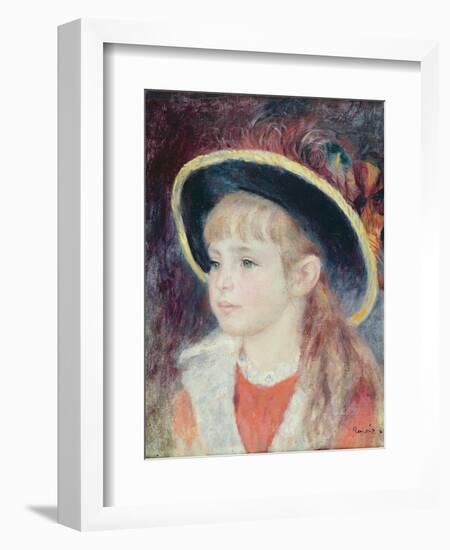 Portrait of a Young Girl in a Blue Hat, 1881-Pierre-Auguste Renoir-Framed Giclee Print