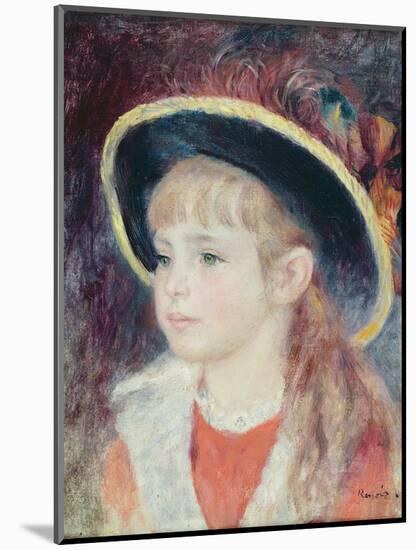 Portrait of a Young Girl in a Blue Hat, 1881-Pierre-Auguste Renoir-Mounted Giclee Print
