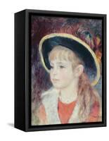Portrait of a Young Girl in a Blue Hat, 1881-Pierre-Auguste Renoir-Framed Stretched Canvas