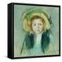 Portrait of a young girl in a hat pastel by Mary Stevenson Cassatt-Mary Stevenson Cassatt-Framed Stretched Canvas