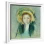 Portrait of a young girl in a hat pastel by Mary Stevenson Cassatt-Mary Stevenson Cassatt-Framed Giclee Print