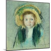 Portrait of a young girl in a hat pastel by Mary Stevenson Cassatt-Mary Stevenson Cassatt-Mounted Giclee Print