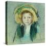 Portrait of a young girl in a hat pastel by Mary Stevenson Cassatt-Mary Stevenson Cassatt-Stretched Canvas