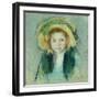 Portrait of a young girl in a hat pastel by Mary Stevenson Cassatt-Mary Stevenson Cassatt-Framed Giclee Print