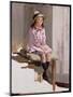 Portrait of a Young Girl in a Pink Dress and a Straw Hat-Harry Watson-Mounted Giclee Print