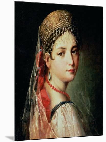 Portrait of a Young Girl in Sarafan and Kokoshnik, 1820s-Mauro Gandolfi-Mounted Giclee Print