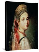 Portrait of a Young Girl in Sarafan and Kokoshnik, 1820s-Mauro Gandolfi-Stretched Canvas