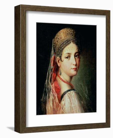 Portrait of a Young Girl in Sarafan and Kokoshnik, 1820s-Mauro Gandolfi-Framed Giclee Print