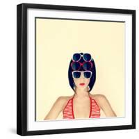 Portrait of a Young Girl in Stylish Glasses-Evgeniya Porechenskaya-Framed Photographic Print