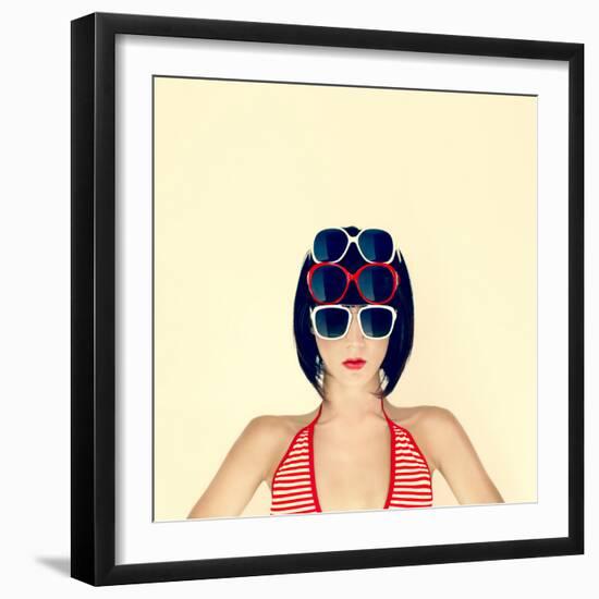 Portrait of a Young Girl in Stylish Glasses-Evgeniya Porechenskaya-Framed Photographic Print