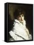 Portrait of a Young Girl in White-Gustave Jacquet-Framed Stretched Canvas