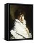 Portrait of a Young Girl in White-Gustave Jacquet-Framed Stretched Canvas