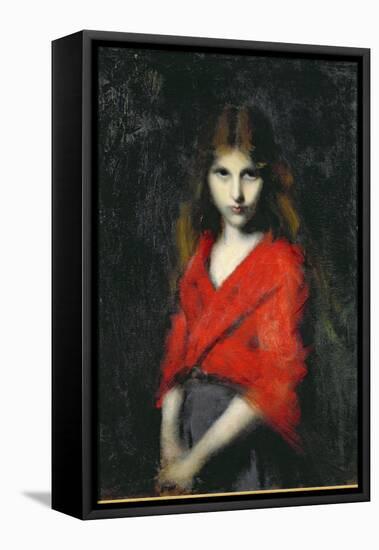 Portrait of a Young Girl, The Shiverer-Jean-Jacques Henner-Framed Stretched Canvas