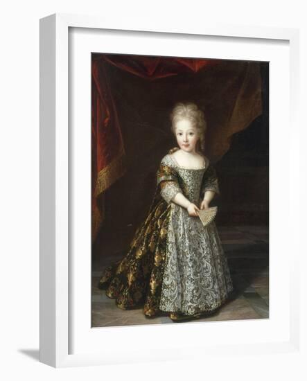 Portrait of a Young Girl wearing an Embroidered Lace-Trimmed Dress-Louis Ferdinand Elle-Framed Giclee Print