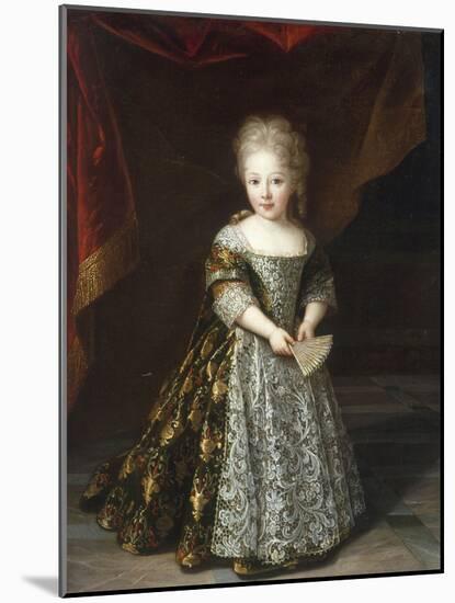 Portrait of a Young Girl wearing an Embroidered Lace-Trimmed Dress-Louis Ferdinand Elle-Mounted Giclee Print