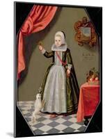 Portrait of a Young Girl with a Bird on Her Finger and a Dog at Her Feet, 1632-null-Mounted Giclee Print