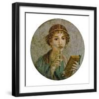 Portrait of a Young Girl with Pen and Writing Tablet-null-Framed Giclee Print