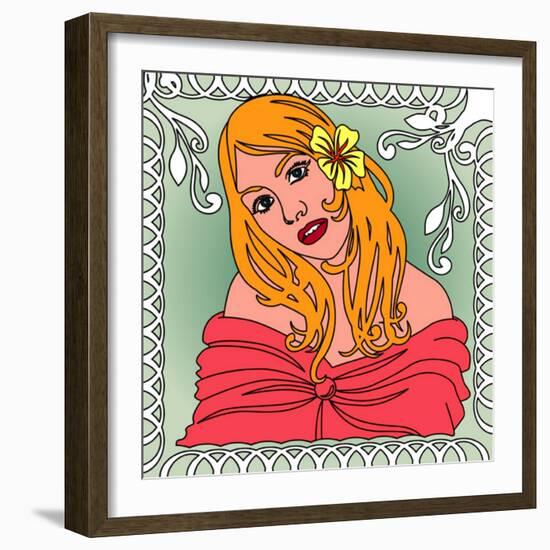 Portrait of a Young Girl-UltraPop-Framed Art Print