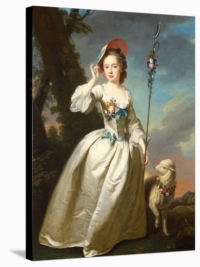 Portrait of a Young Lady as a Shepherdess-Thomas Hudson-Stretched Canvas