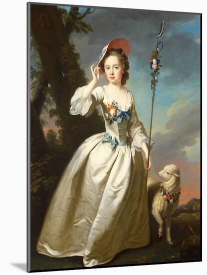 Portrait of a Young Lady as a Shepherdess-Thomas Hudson-Mounted Giclee Print