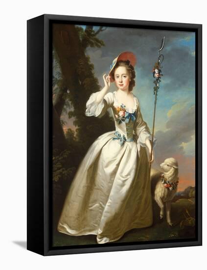 Portrait of a Young Lady as a Shepherdess-Thomas Hudson-Framed Stretched Canvas