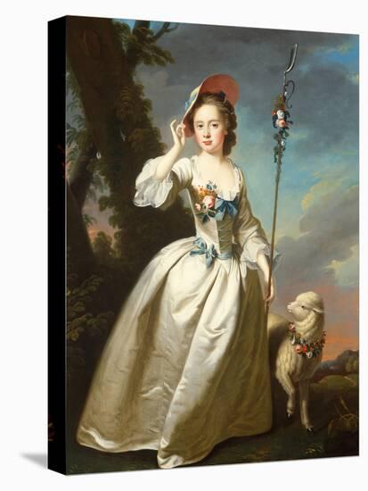 Portrait of a Young Lady as a Shepherdess-Thomas Hudson-Stretched Canvas