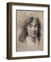 Portrait of a Young Lady (Black and White Chalk on Paper)-Louis Leopold Boilly-Framed Giclee Print