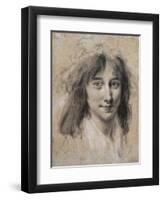 Portrait of a Young Lady (Black and White Chalk on Paper)-Louis Leopold Boilly-Framed Giclee Print