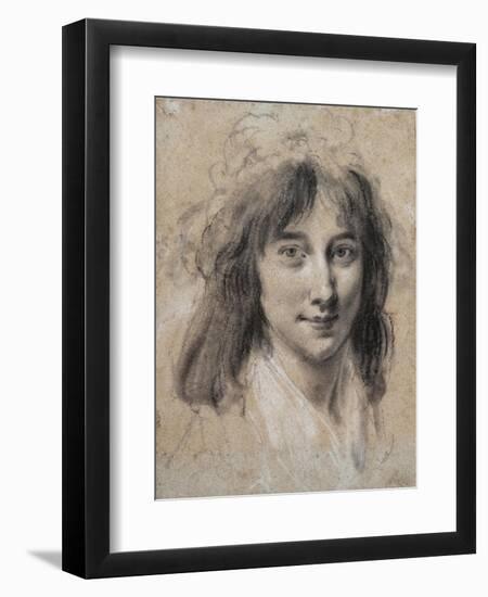 Portrait of a Young Lady (Black and White Chalk on Paper)-Louis Leopold Boilly-Framed Giclee Print