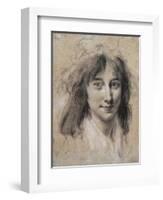 Portrait of a Young Lady (Black and White Chalk on Paper)-Louis Leopold Boilly-Framed Giclee Print