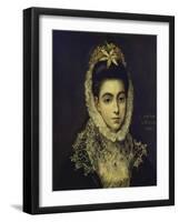 Portrait of a Young Lady, Bust Length, Wearing a Black Dress with a White Lace Collar and…-El Greco-Framed Giclee Print