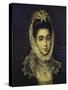 Portrait of a Young Lady, Bust Length, Wearing a Black Dress with a White Lace Collar and…-El Greco-Stretched Canvas