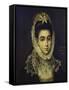 Portrait of a Young Lady, Bust Length, Wearing a Black Dress with a White Lace Collar and…-El Greco-Framed Stretched Canvas